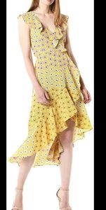 NWT Donna Morgan Yellow Daisy Maxi Wrap Dress